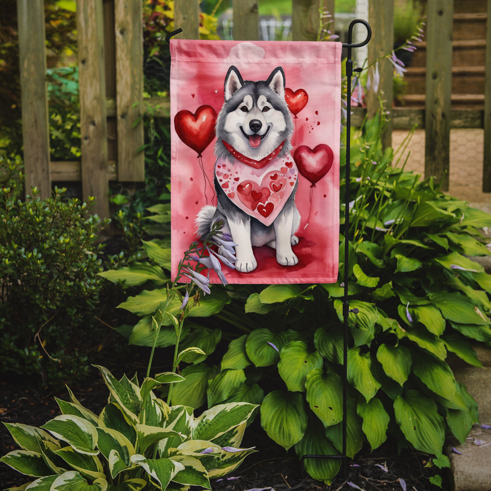 Alaskan Malamute My Valentine Garden Flag Image 2