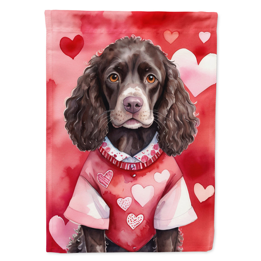 American Water Spaniel My Valentine Garden Flag Image 1