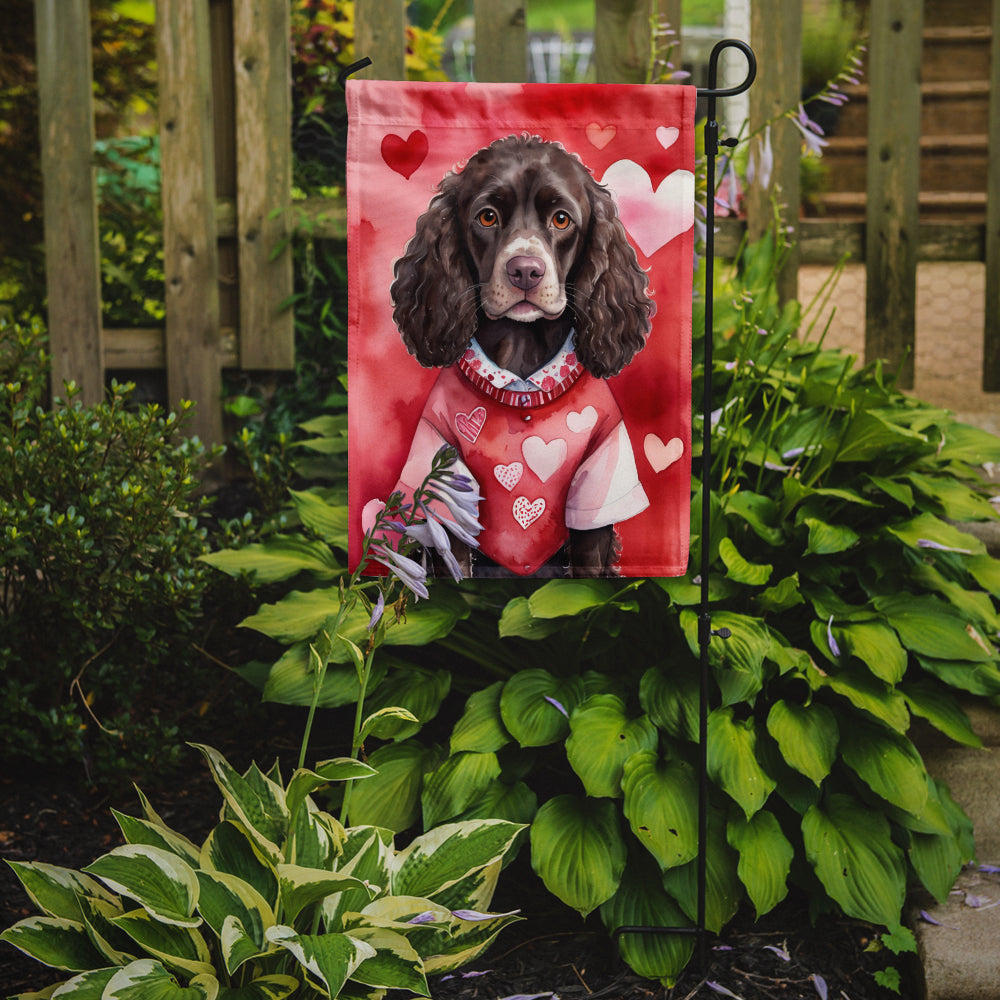 American Water Spaniel My Valentine Garden Flag Image 2