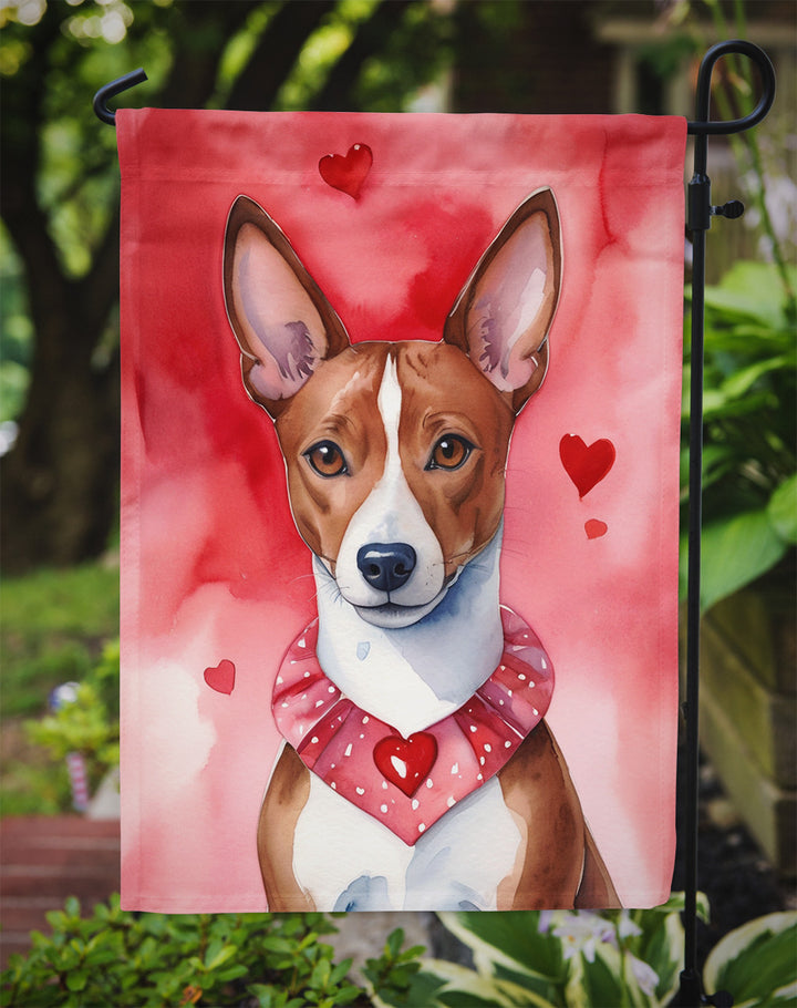 Basenji My Valentine Garden Flag Image 3