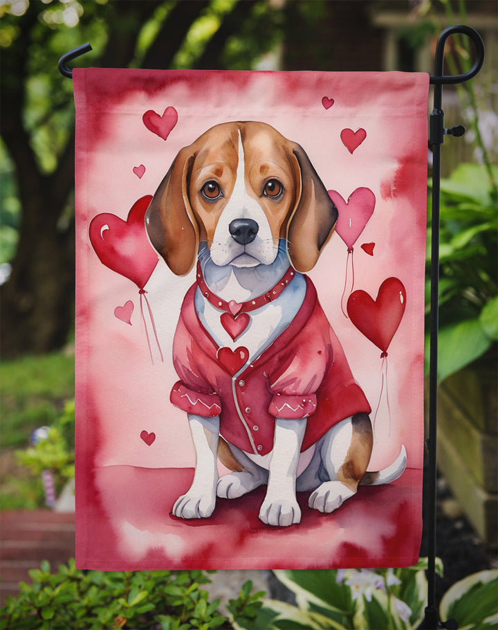 Beagle My Valentine Garden Flag Image 3