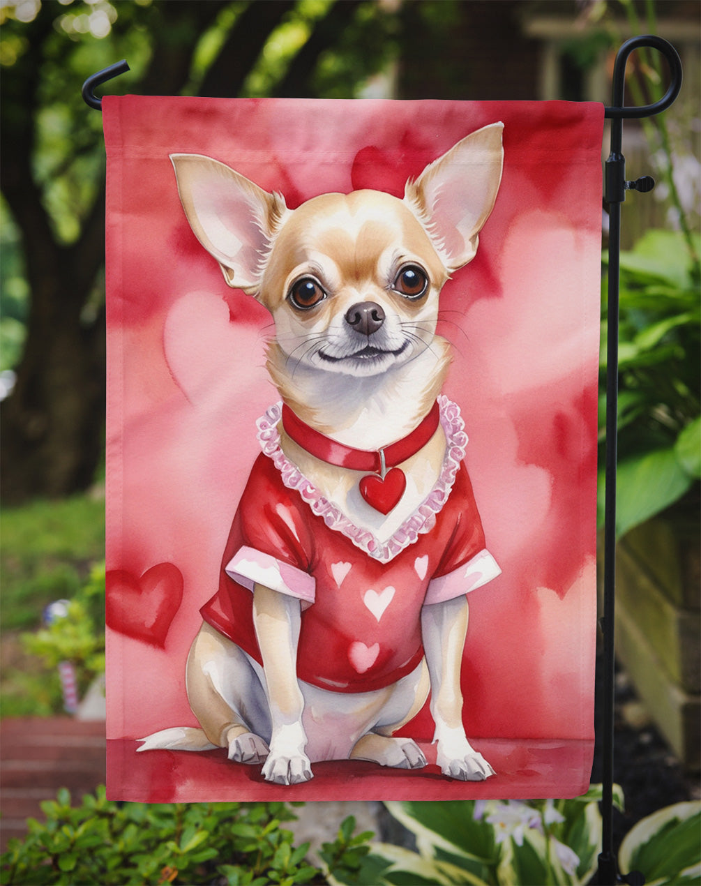 Chihuahua My Valentine Garden Flag Image 3