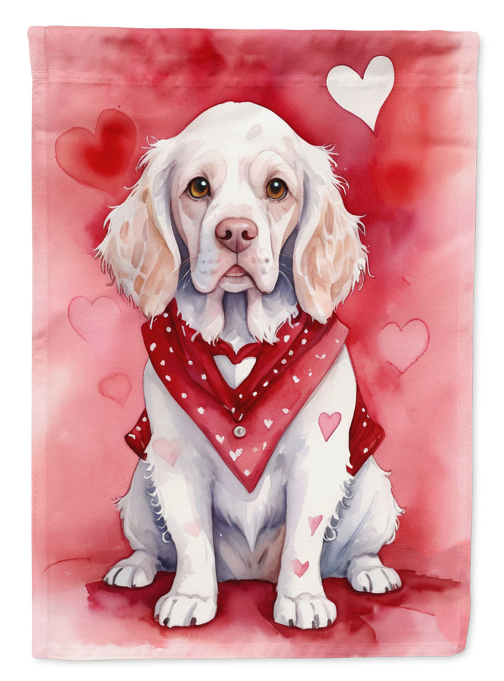 Clumber Spaniel My Valentine Garden Flag Image 1