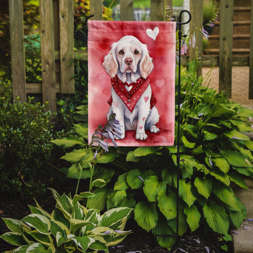 Clumber Spaniel My Valentine Garden Flag Image 2