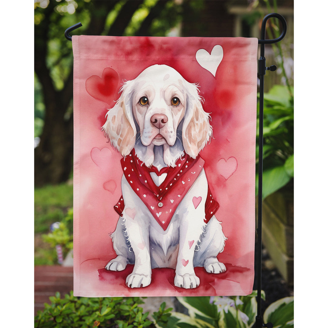 Clumber Spaniel My Valentine Garden Flag Image 3