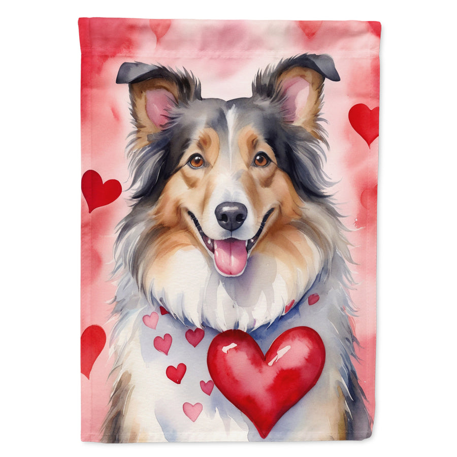 Collie My Valentine Garden Flag Image 1