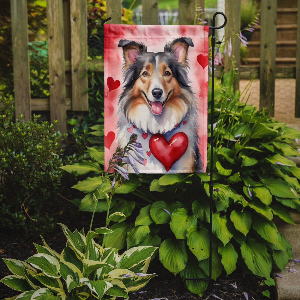 Collie My Valentine Garden Flag Image 2