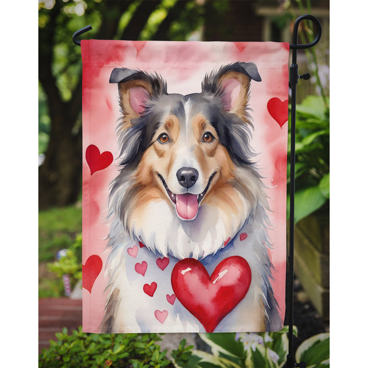 Collie My Valentine Garden Flag Image 3