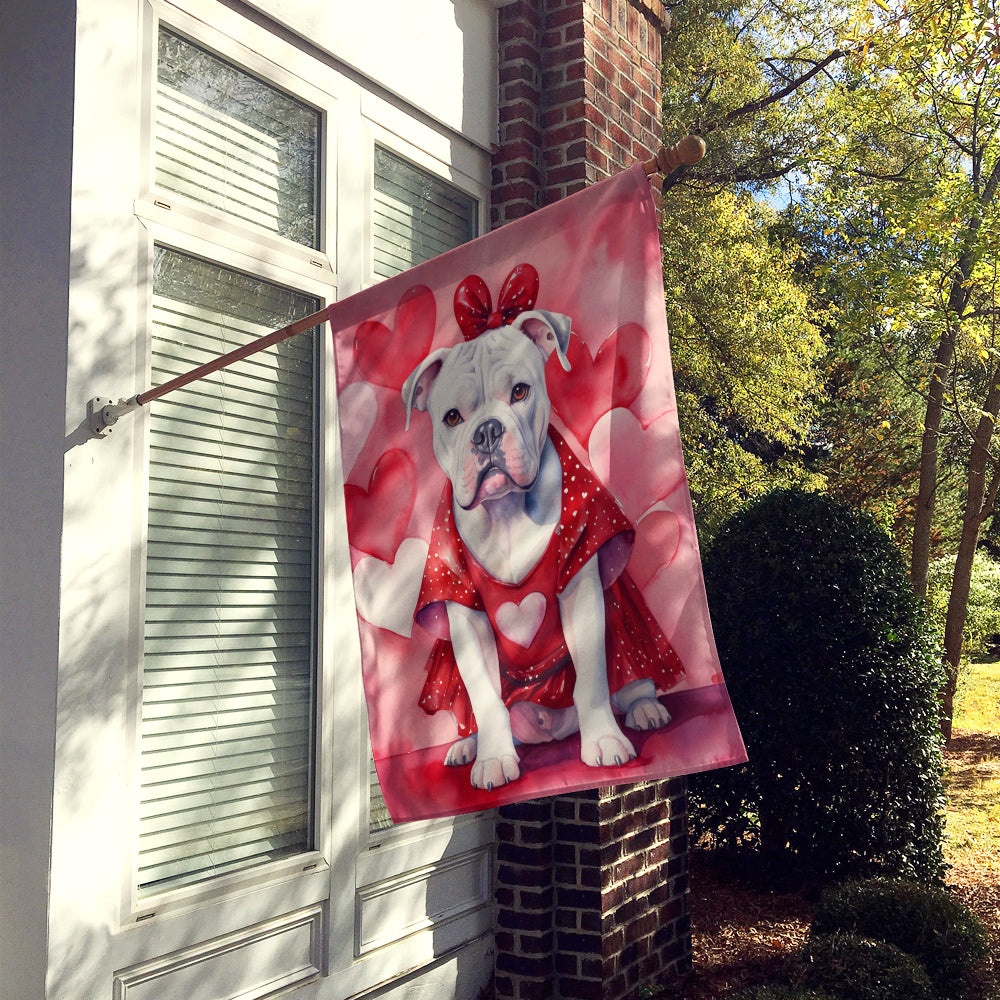 American Bulldog My Valentine House Flag Image 2