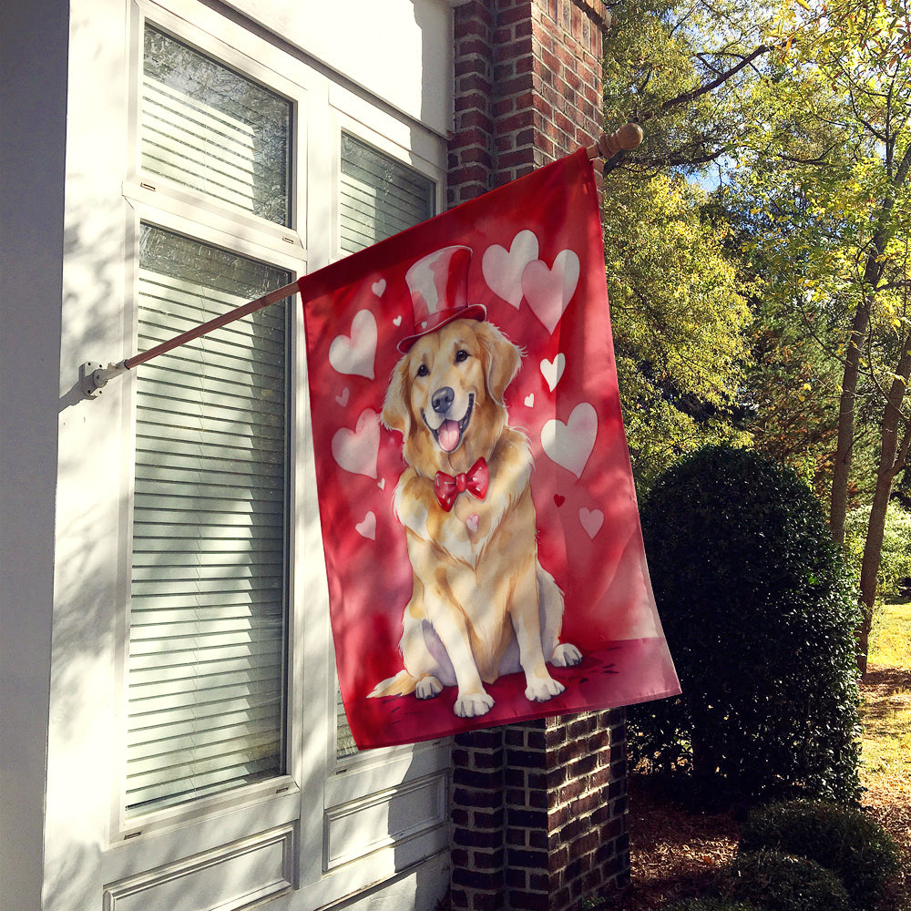 Golden Retriever My Valentine House Flag Image 2