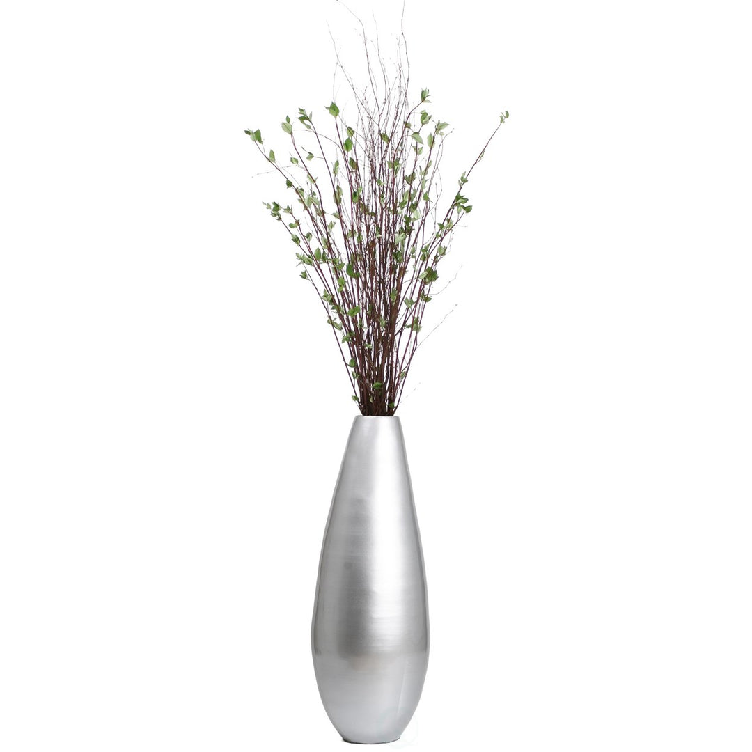 31.5" Spun Bamboo Floor Vase Metallic Finish Tall Modern Accent Piece Image 1