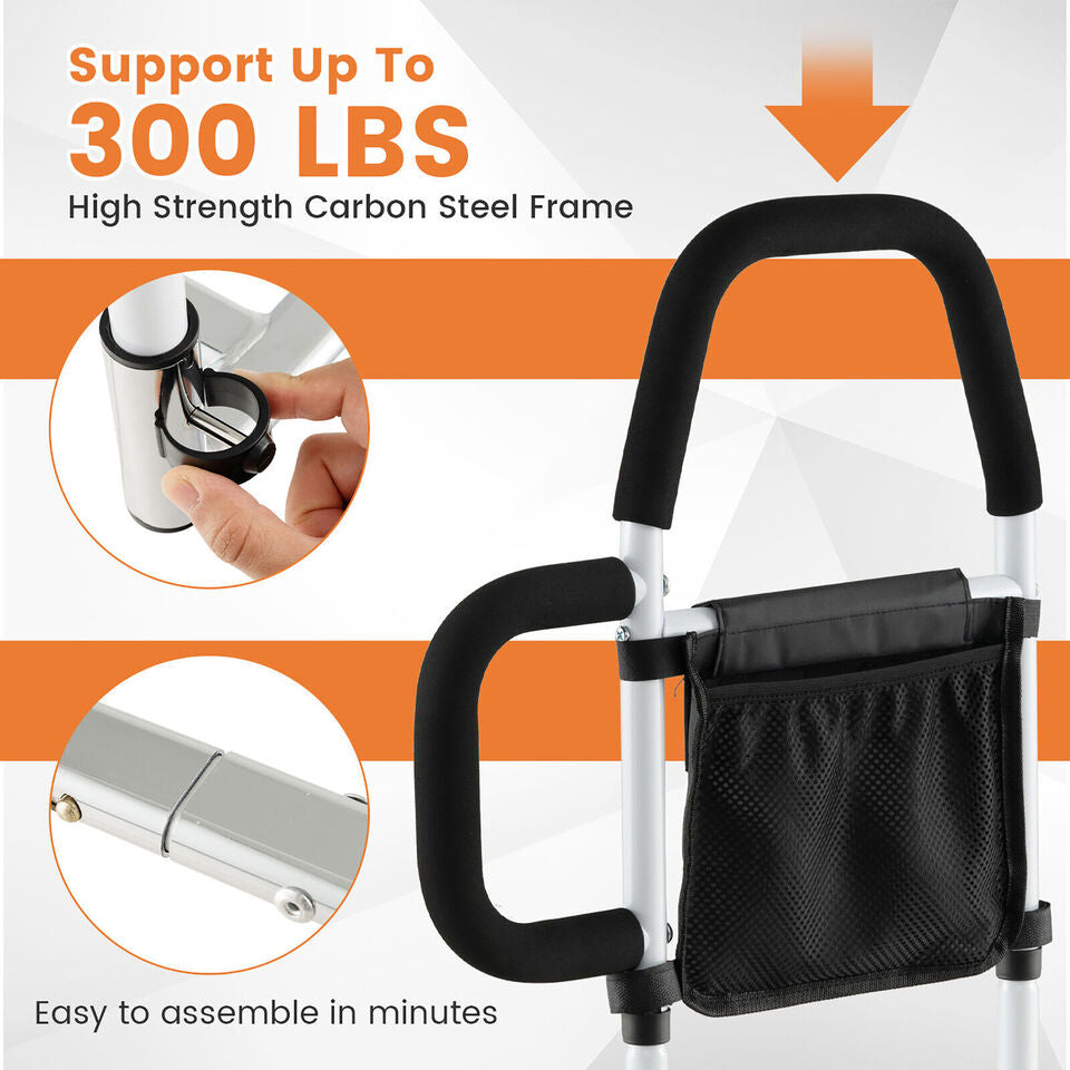 Bed Rail Safety Bed Assist Rail for Elderly Adults w/Storage Pocket Fixing Strap Image 7