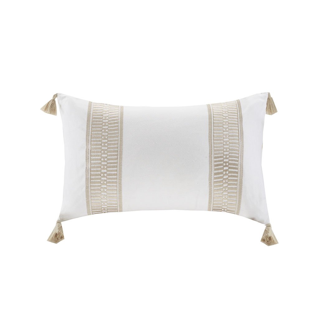 Gracie Mills Randall Embroidered Cotton Oblong Pillow with Tassels - GRACE-10480 Image 1