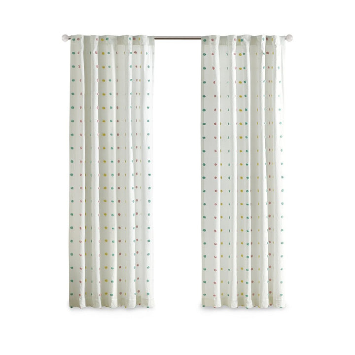 Gracie Mills Caius Cotton Jacquard Pom Pom Curtain Panel - GRACE-12676 Image 1