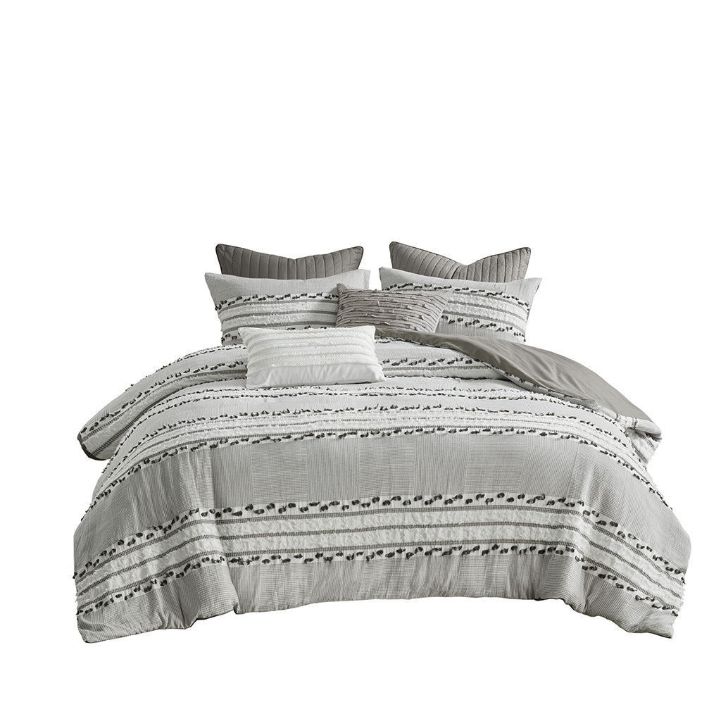 Gracie Mills Katy Globally-Inspired Striped Organic Cotton Jacquard Comforter Set - GRACE-13337 Image 1