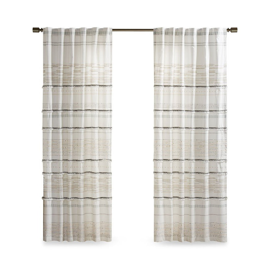 Gracie Mills Hogan Boho Striped Cotton Curtain Panel with Tassel Trim and Lining - GRACE-13996 Image 1