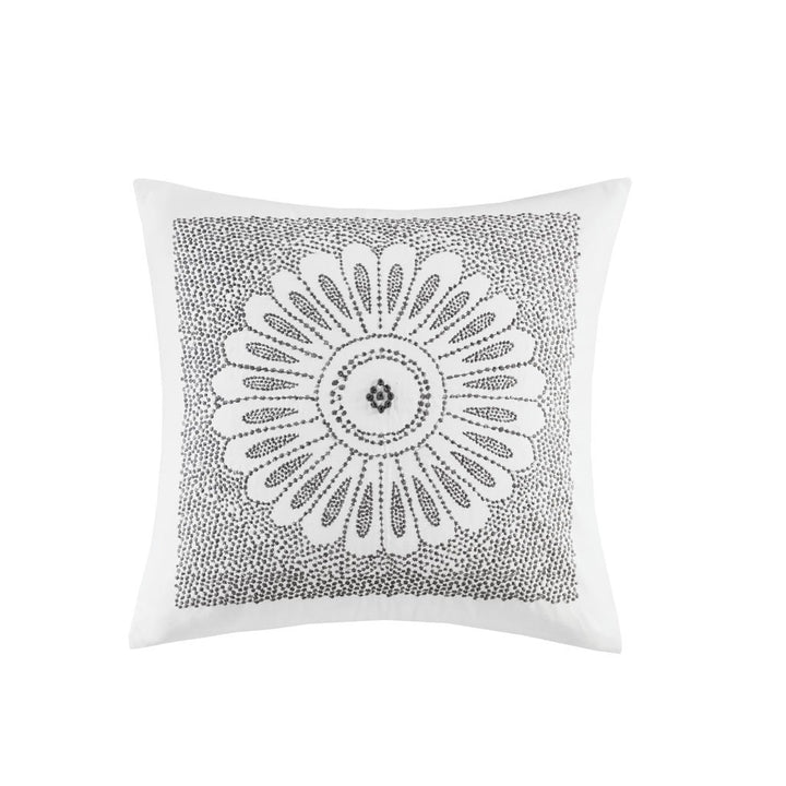 Gracie Mills Zelma Cotton Embroidered Decorative Square Pillow - GRACE-5319 Image 1