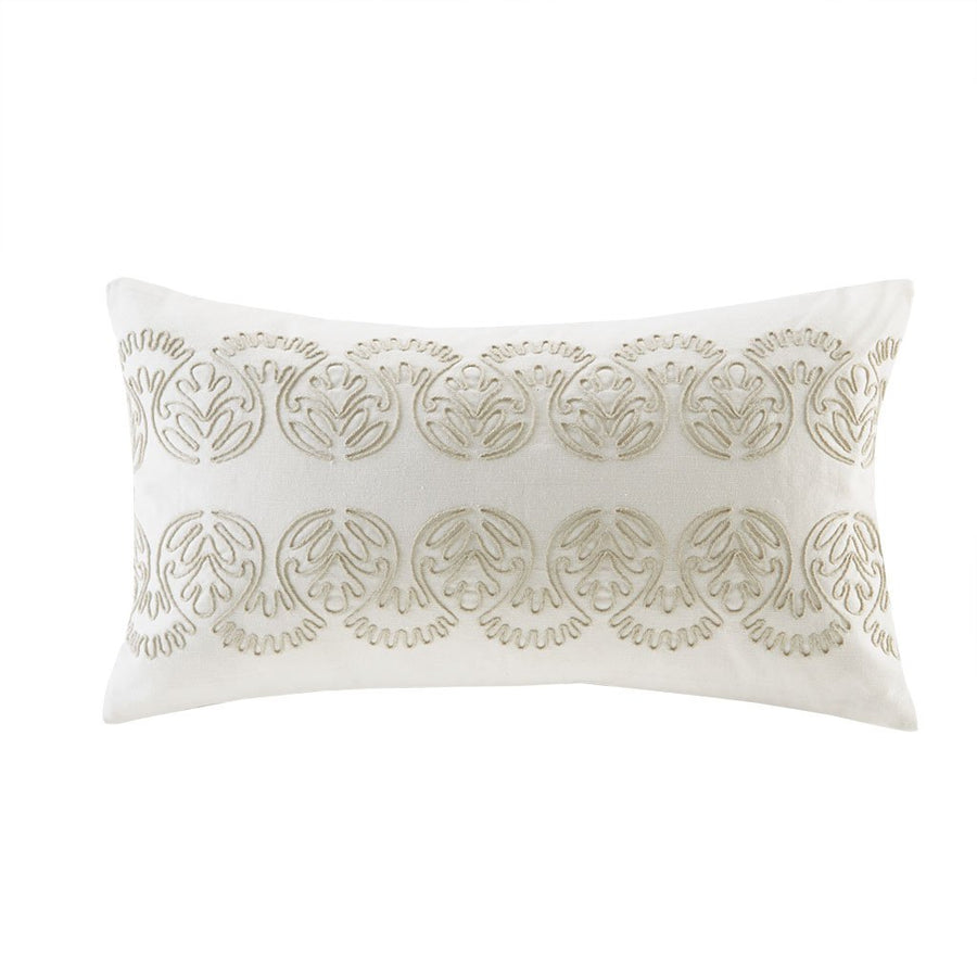 Gracie Mills Lito Embroidered Cotton Oblong Pillow - GRACE-688 Image 1