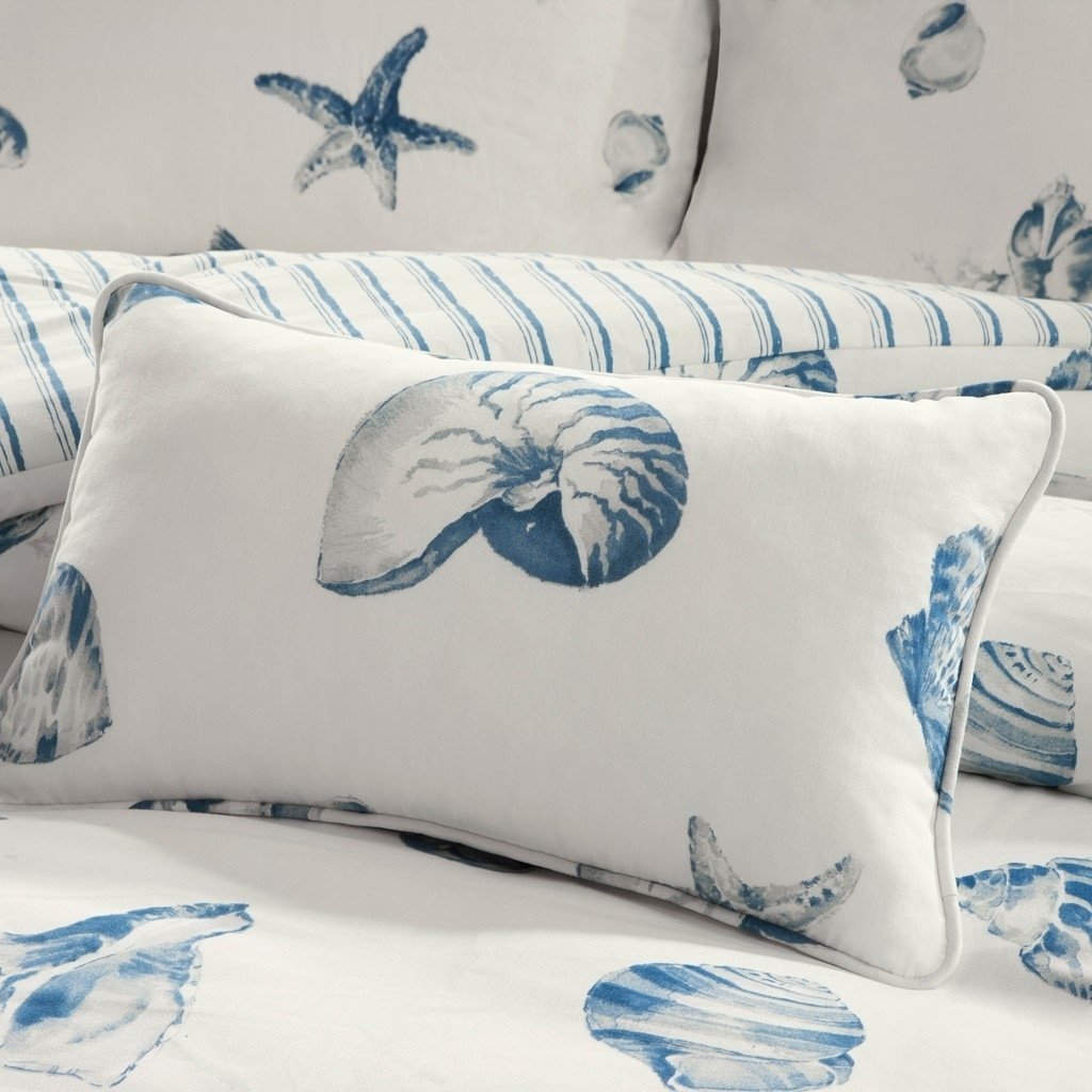 Gracie Mills Lane Coastal Breeze Pillow GRACE-650 Reversible Blue Cotton 22x14 Image 2