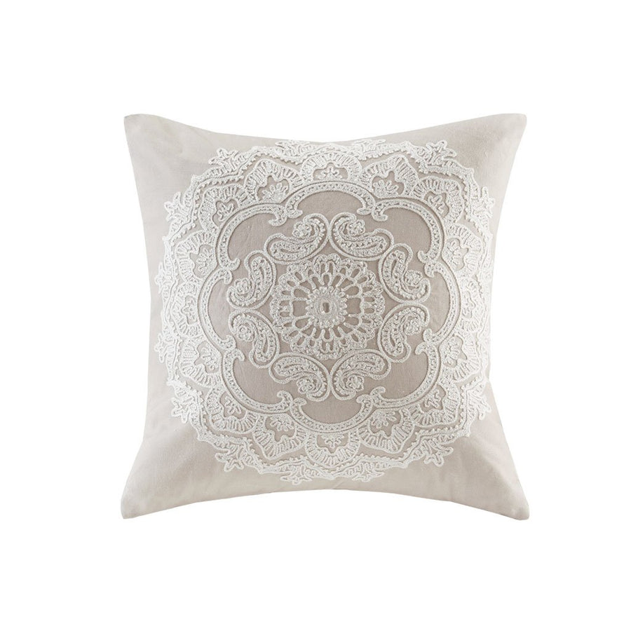 Gracie Mills Lito Traditional Embroidered Cotton Square Pillow - GRACE-784 Image 1