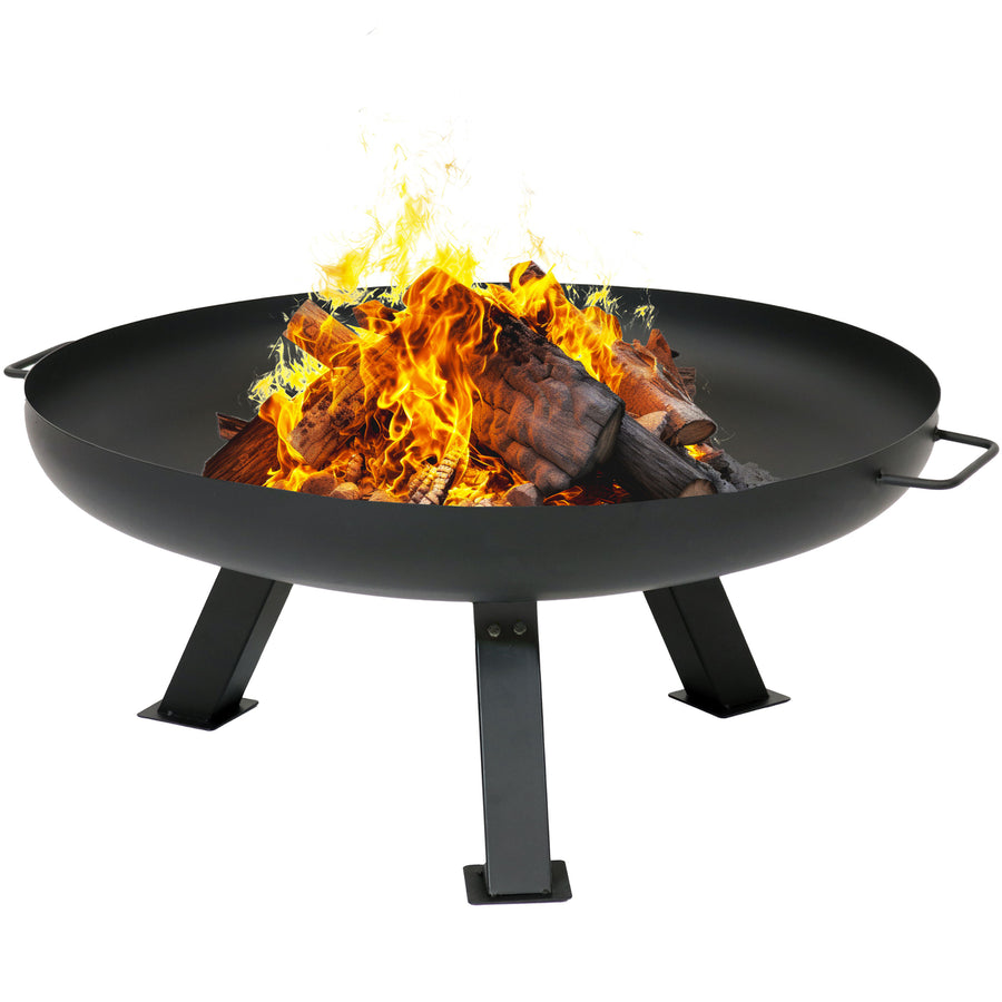 Sunnydaze 29.25 in Rustic Steel Tripod Fire Pit with Cover - Black Image 1