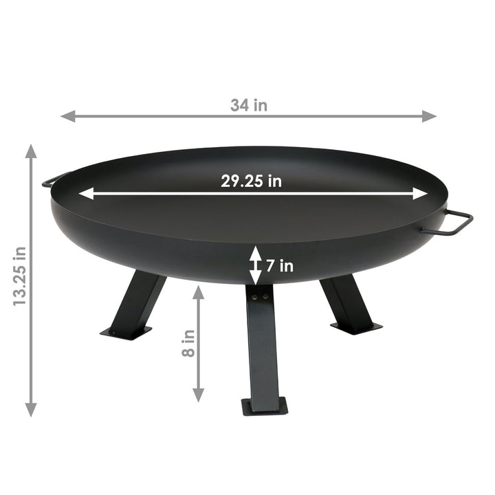 Sunnydaze 29.25 in Rustic Steel Tripod Fire Pit with Cover - Black Image 3