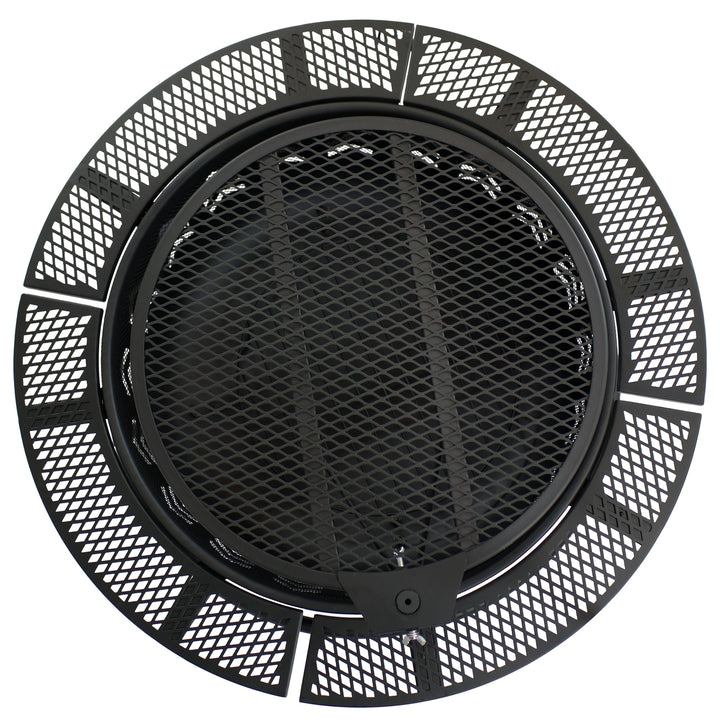 Sunnydaze 32.75 in Arrow Motif Steel Fire Pit with Cooking Grate - Black Image 8