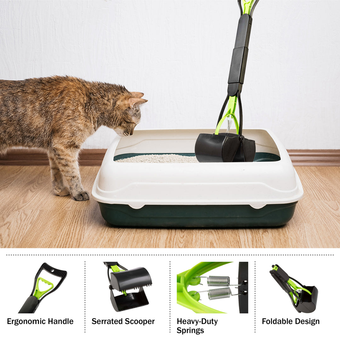 Pooper Scooper - Foldable Cat and Dog Poop Scoop with Ergonomic Handle - Enables One-Handed Use on Concrete, Grass, and Image 3