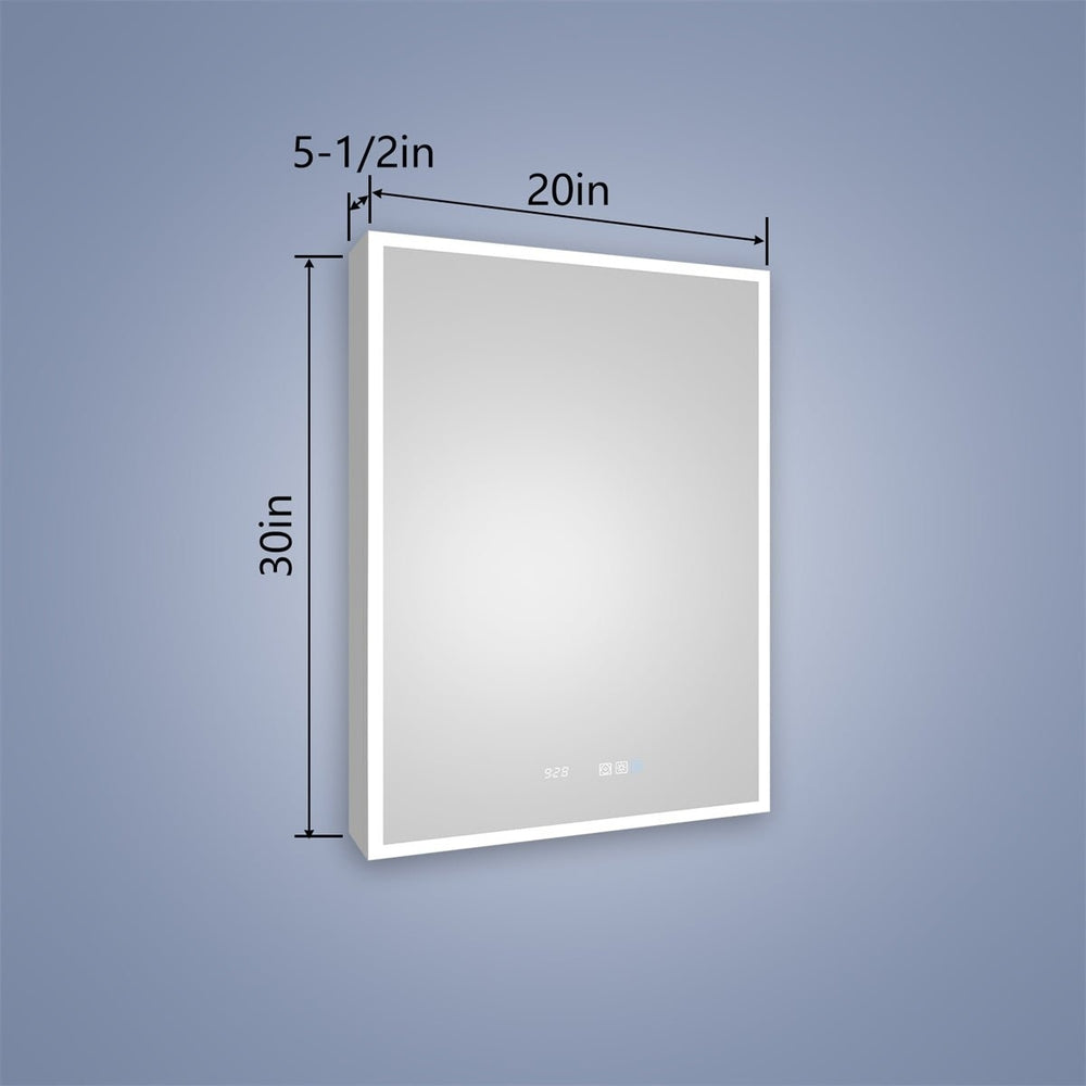 Rim 20 W x 30 H Lighted Medicine Cabinet Recessed or Surface led Medicine Cabinet with Outlets and USBs Image 2