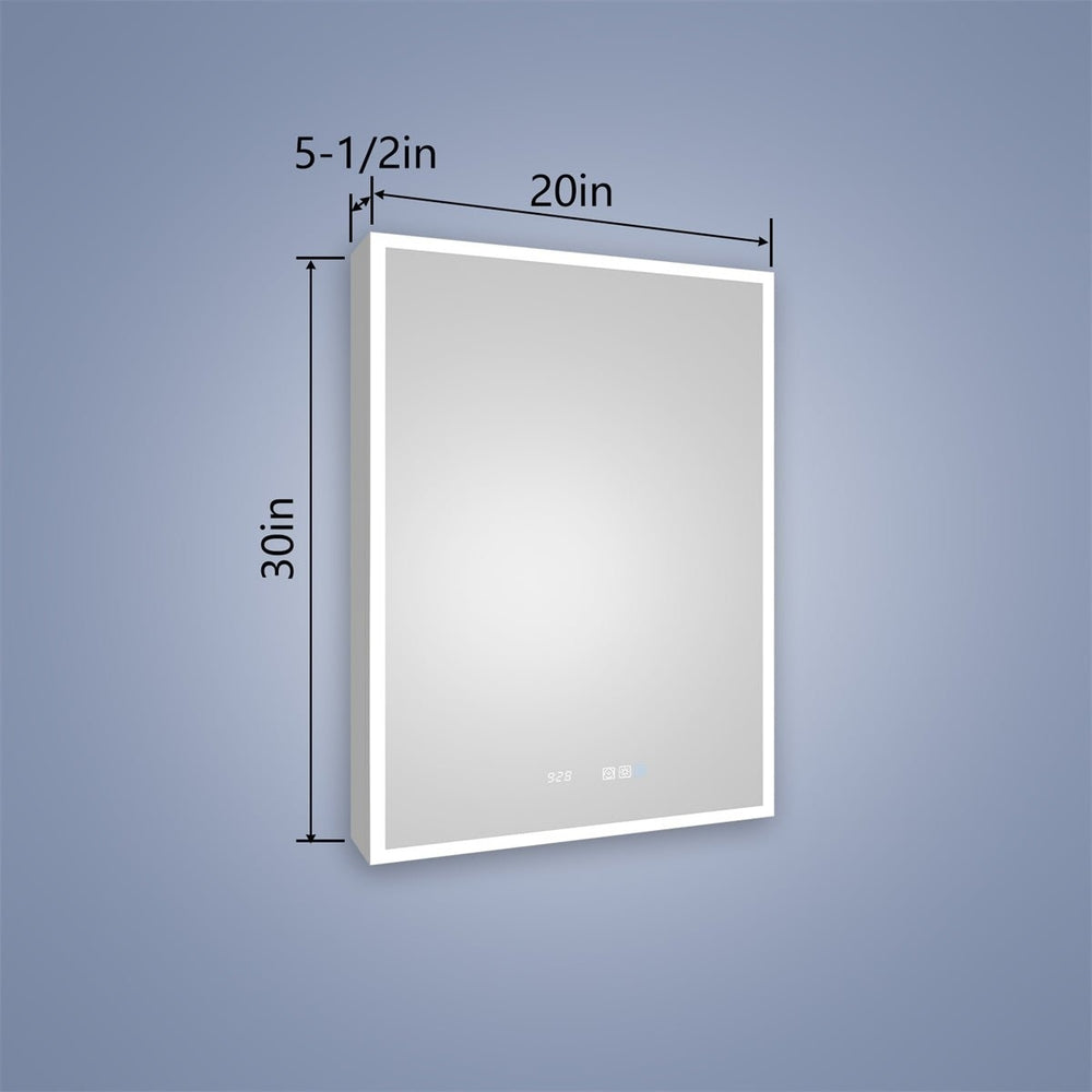 Rim 20x30 Lighted Medicine Cabinet Recessed Mirror LED with Outlets USBs Waterproof Image 2