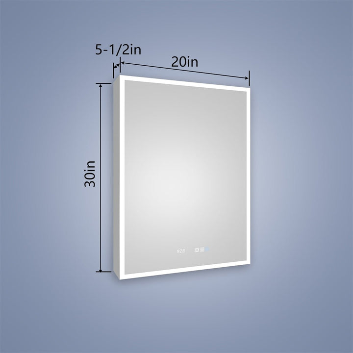 Rim 20x30 Lighted Medicine Cabinet Recessed Mirror LED with Outlets USBs Waterproof Image 2