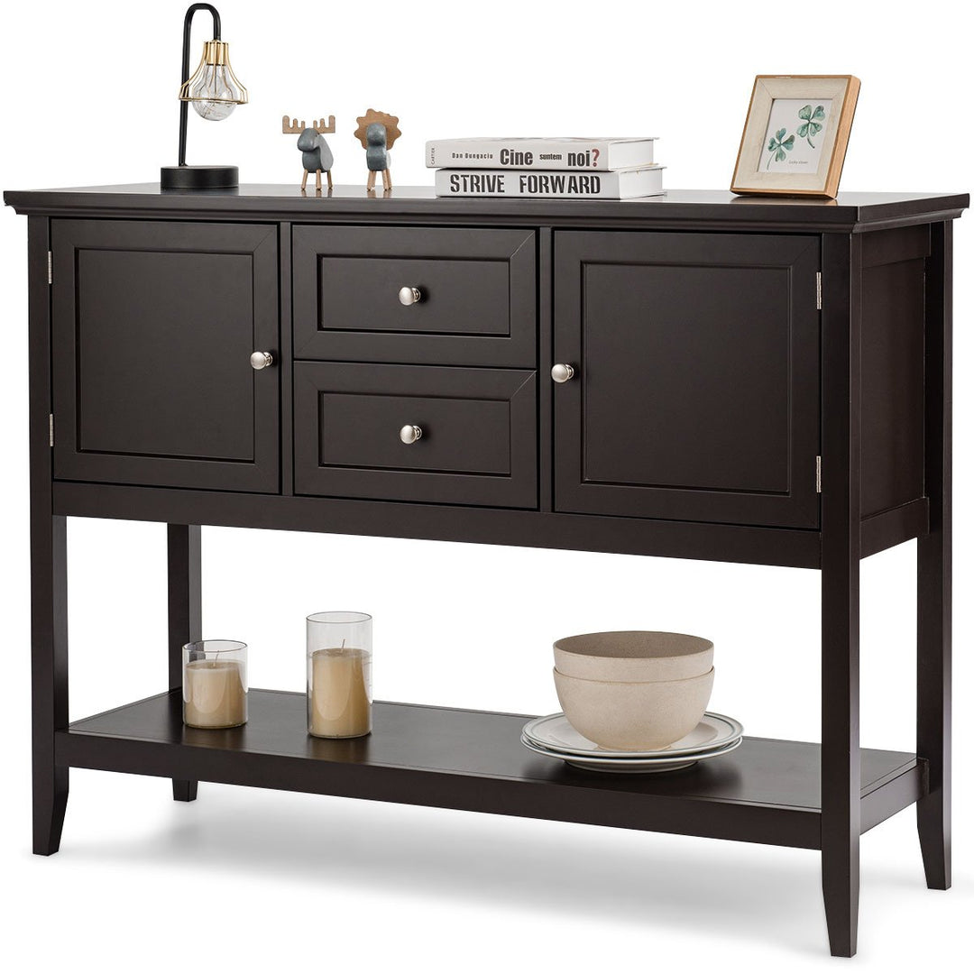 Costway Sideboard Buffet Table Wooden Console Table w/ Drawers and Storage Cabinets Blue/Brown/Gray/Beige Image 1