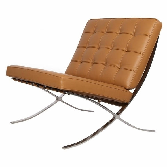 Pavilion Chair in Italian Leather Light Brown Image 1