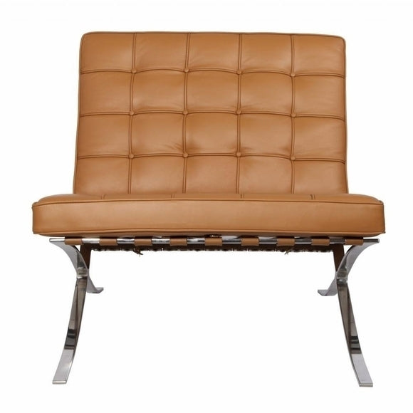 Pavilion Chair in Italian Leather Light Brown Image 3