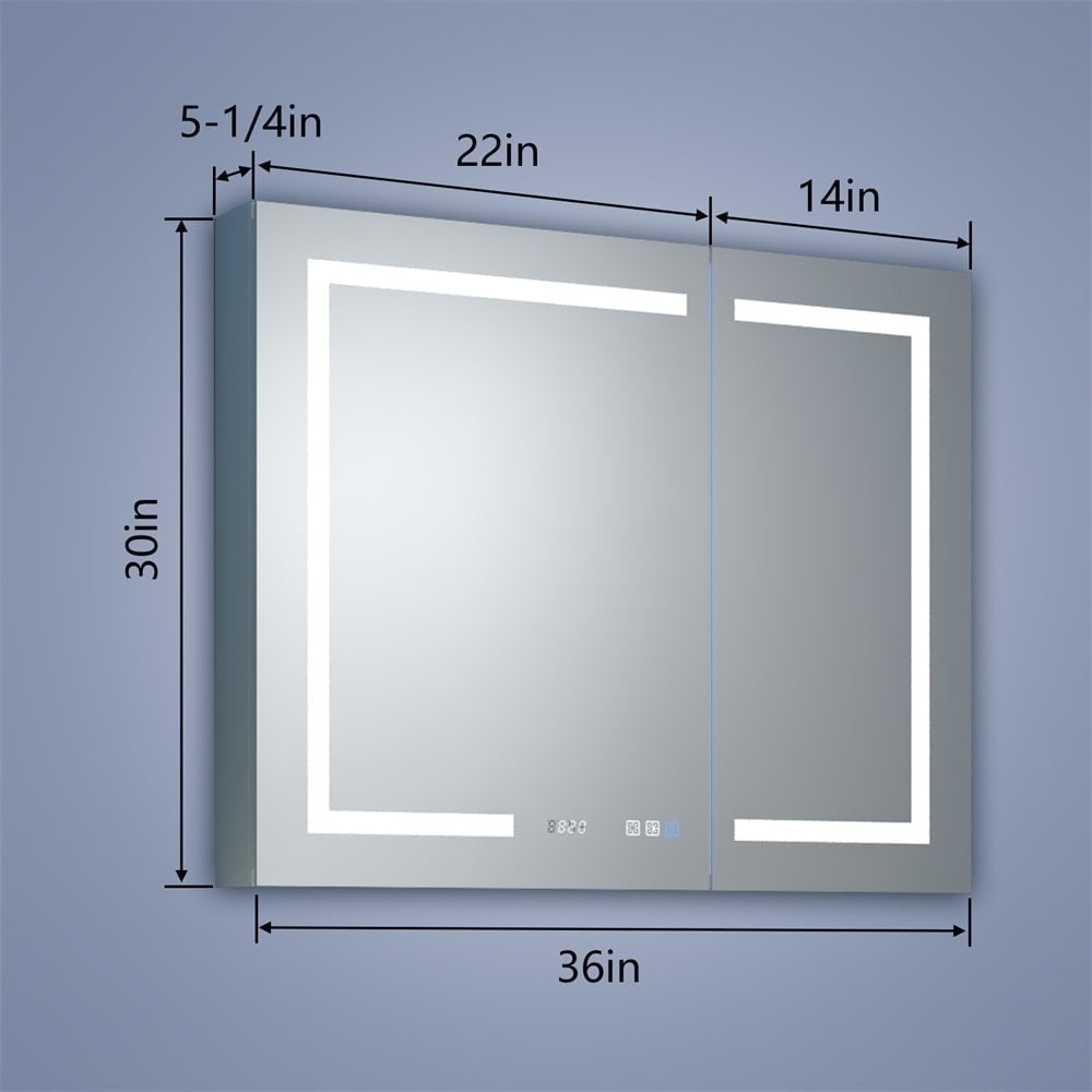 Boost-M1 36" LED Lighted Bathroom Medicine Cabinet Recessed Surface Mount Mirror Image 3