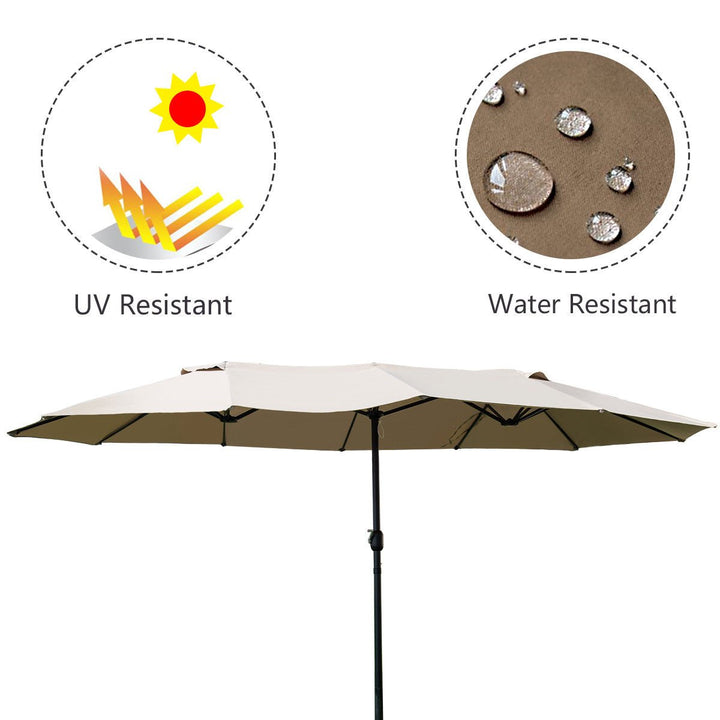 15 Market Outdoor Umbrella Double-Sided Twin Patio Umbrella with Crank beige Image 2