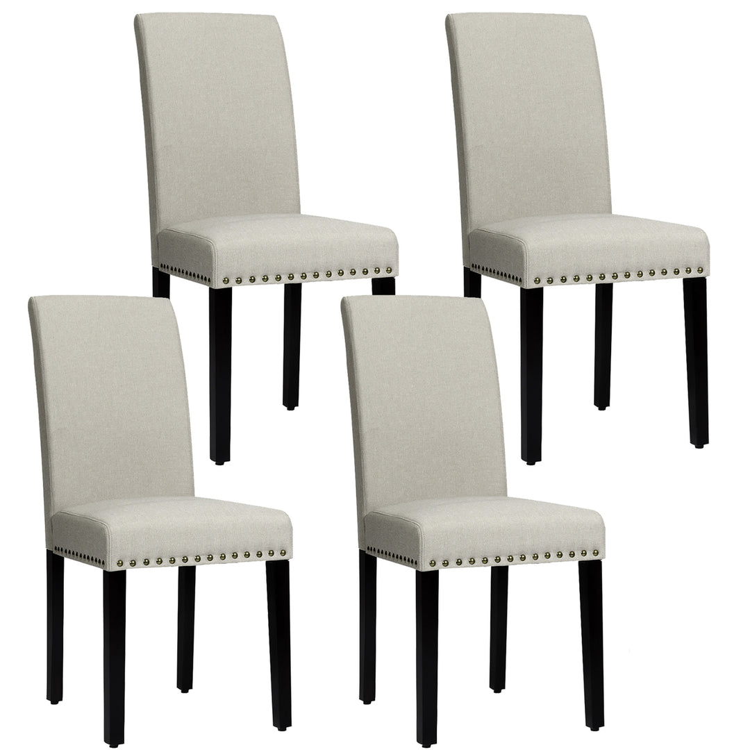 Costway Set of 4 Fabric Dining Chairs w/Nailhead Trim Image 2