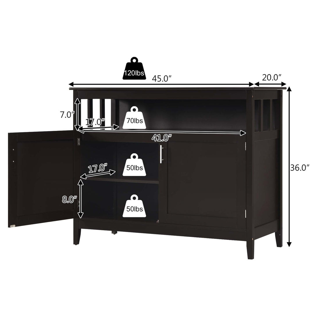 Modern Kitchen Storage 36" Height Cabinet Buffet Server Table Sideboard Dining Wood Brown Image 3