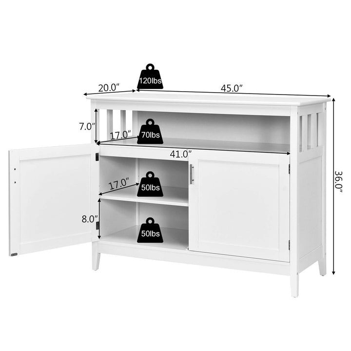 Modern Kitchen Storage Cabinet Buffet Server Table 36" Sideboard Dining Wood White Image 4