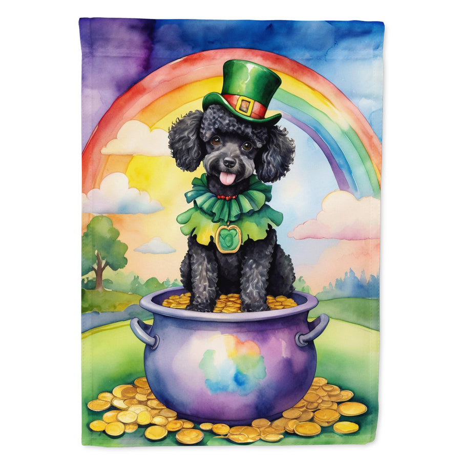 Black Poodle St Patricks Day House Flag Image 1