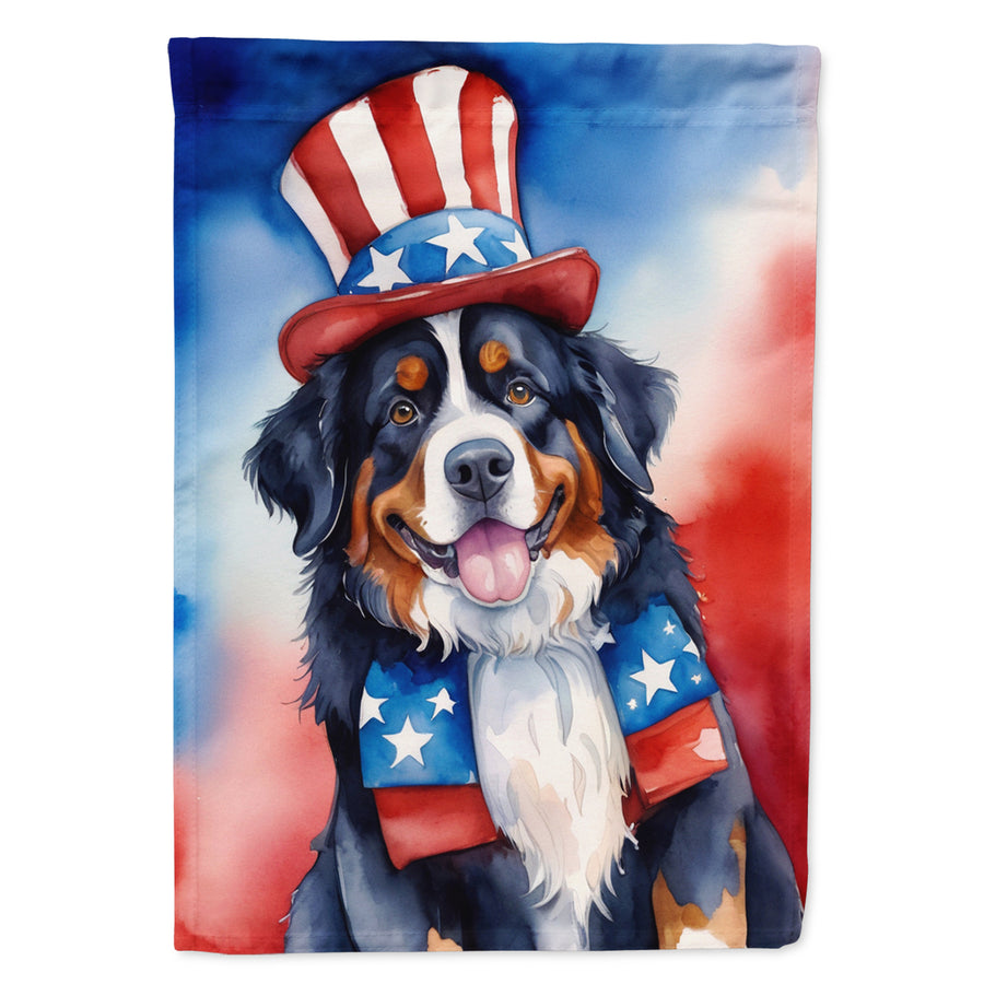 Bernese Mountain Dog Patriotic American Garden Flag Image 1
