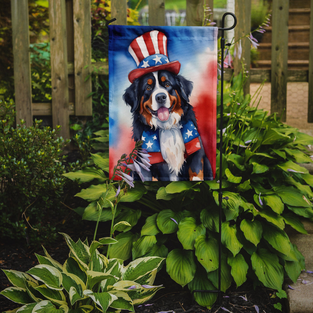 Bernese Mountain Dog Patriotic American Garden Flag Image 2
