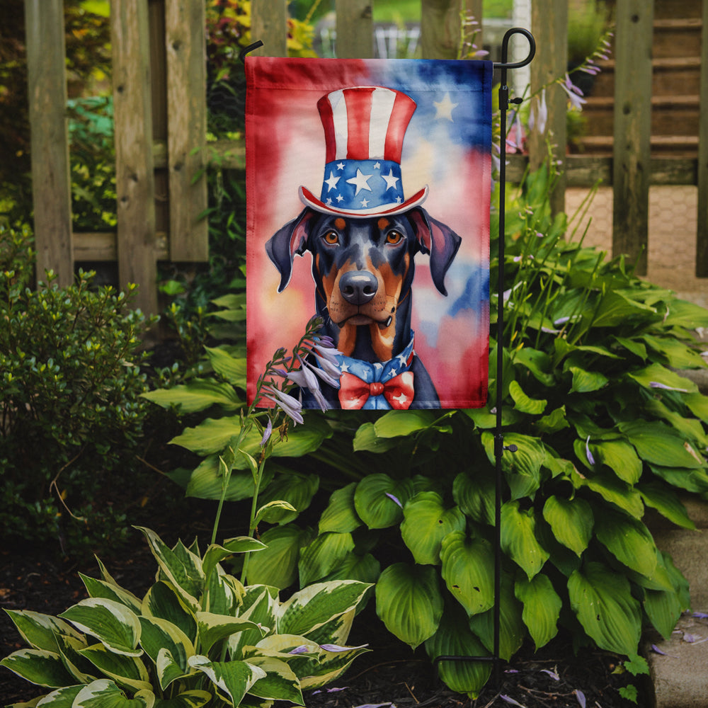 Doberman Pinscher Patriotic American Garden Flag Image 2