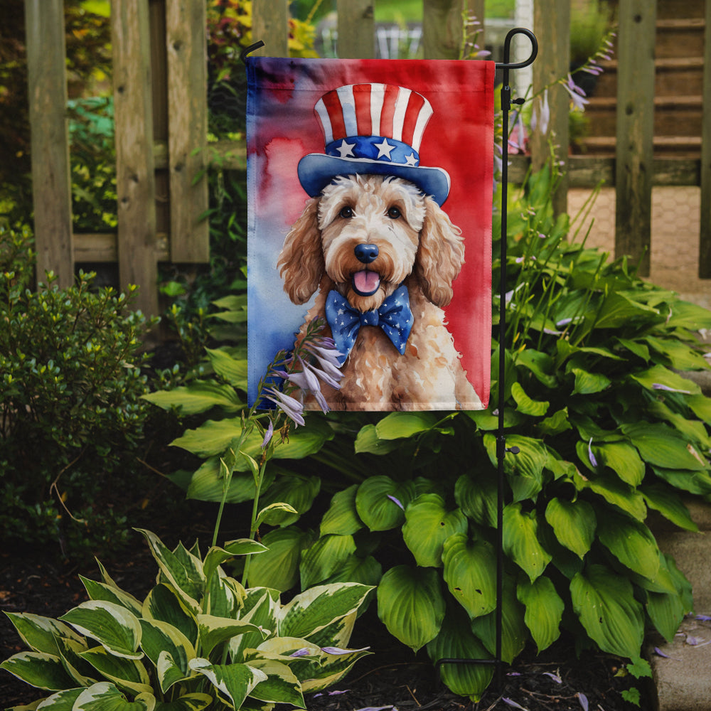 Goldendoodle Patriotic American Garden Flag Image 2
