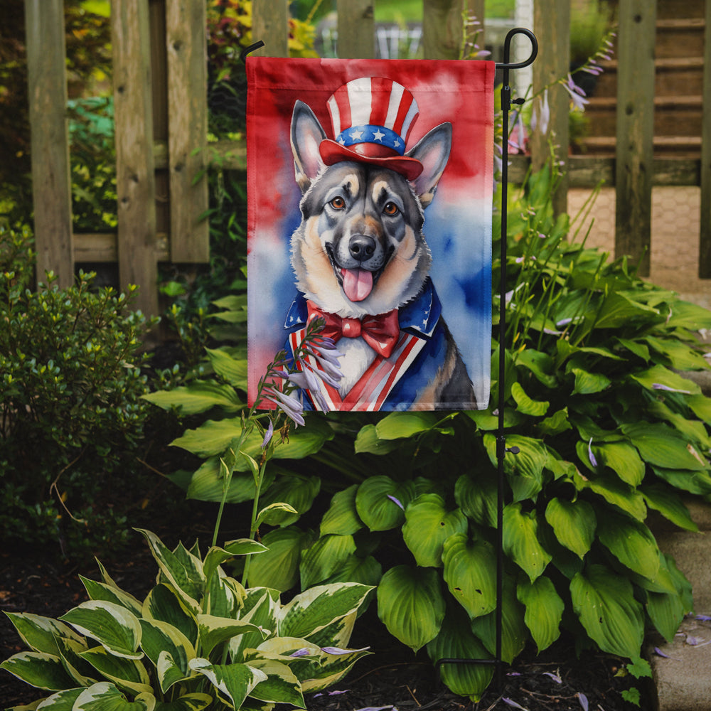 Norwegian Elkhound Patriotic American Garden Flag Image 2