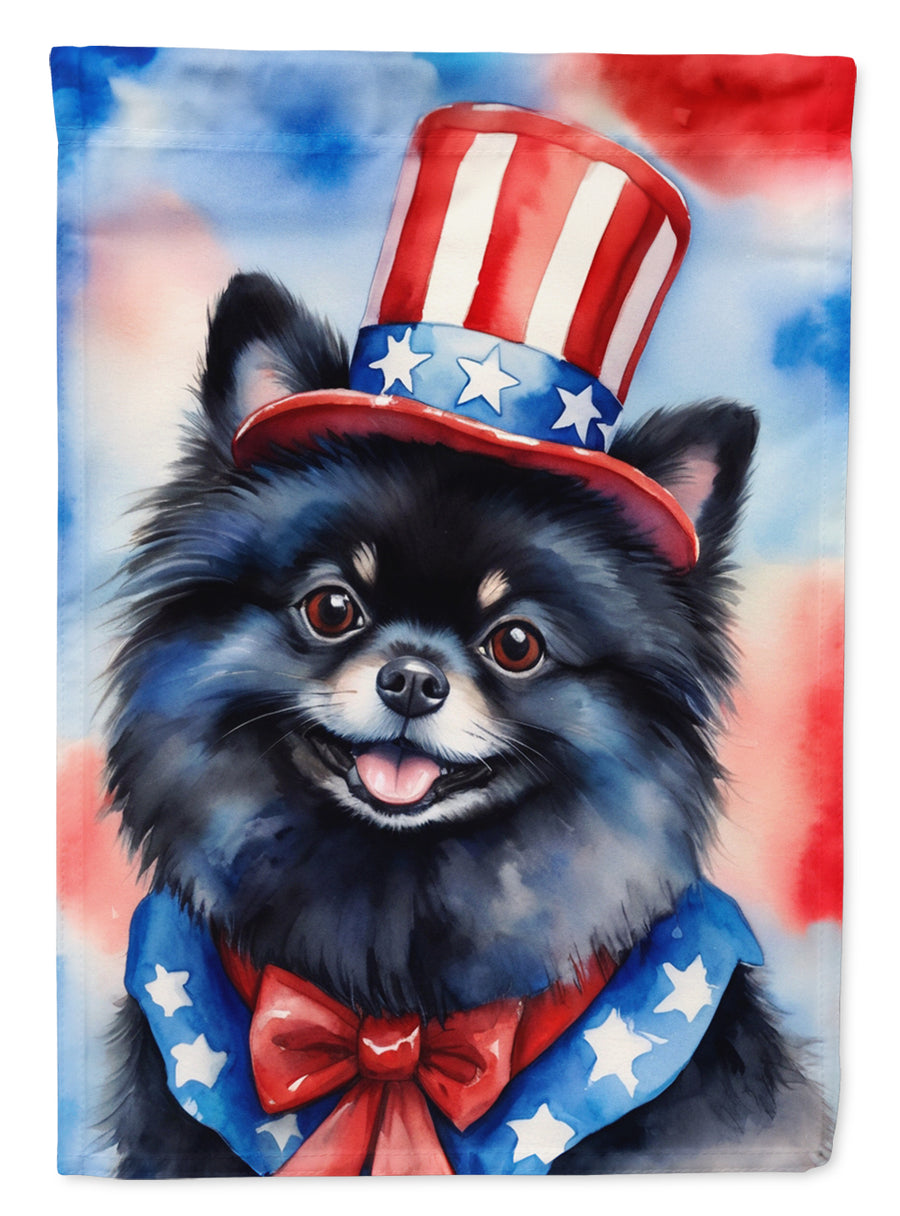 Pomeranian Patriotic American Garden Flag Image 1