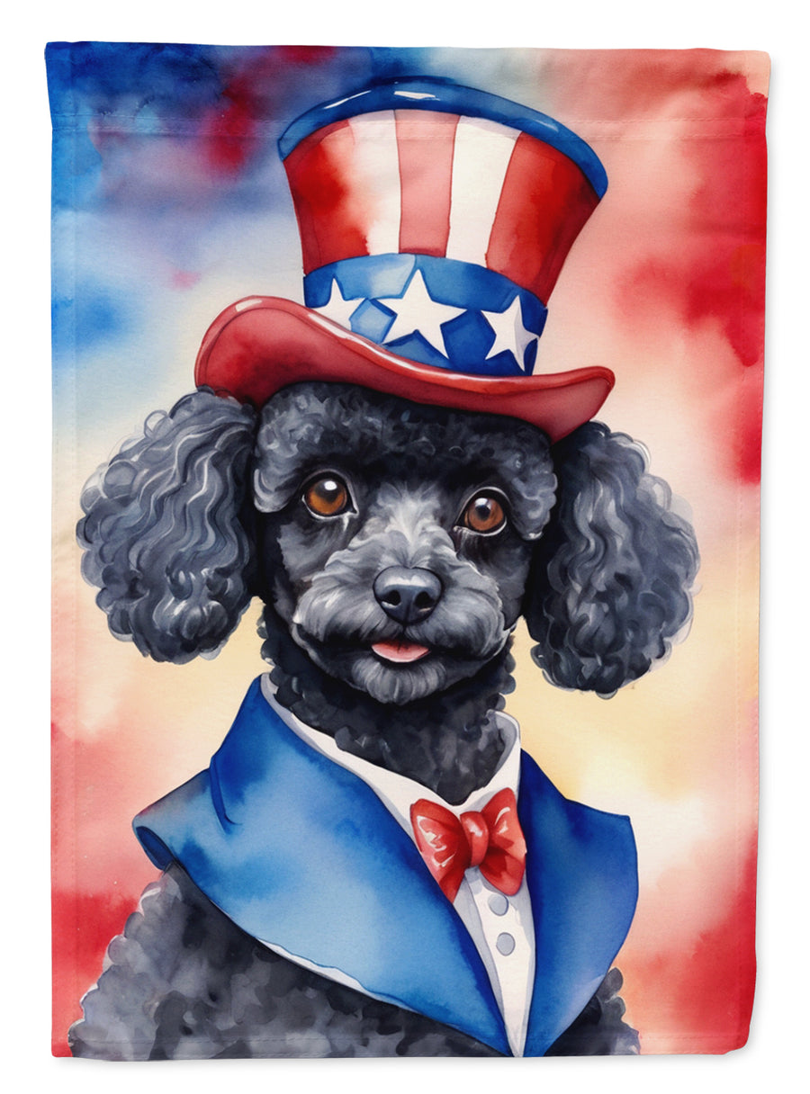 Black Poodle Patriotic American Garden Flag Image 1
