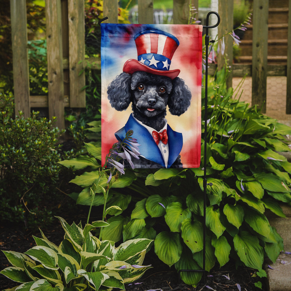 Black Poodle Patriotic American Garden Flag Image 2