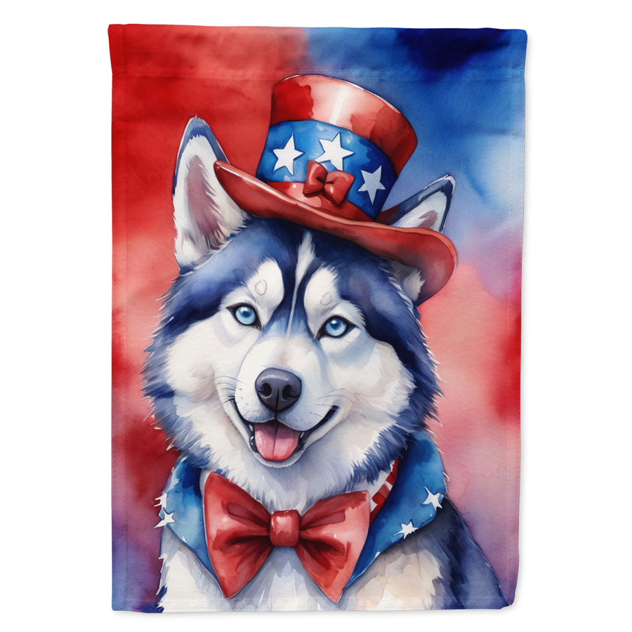 Siberian Husky Patriotic American Garden Flag Image 1