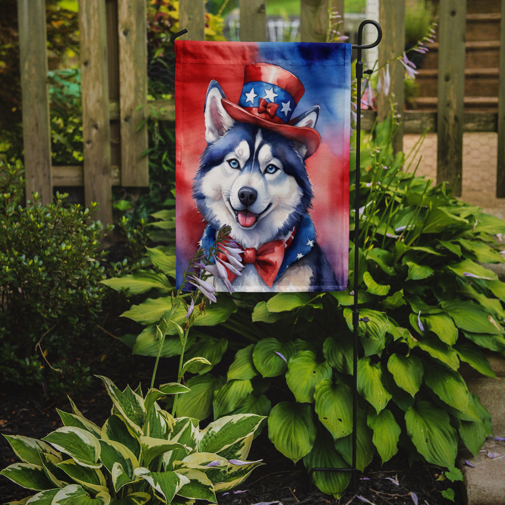Siberian Husky Patriotic American Garden Flag Image 2